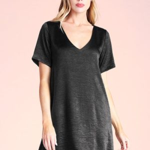 Washed Satin Crepe TShirt Dress