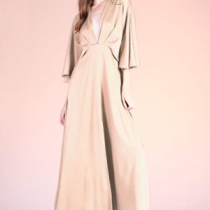 Pleated Satin Crepe Maxi Dress