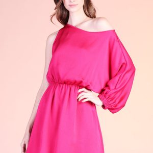 Hammered Satin One Sleeve Dress