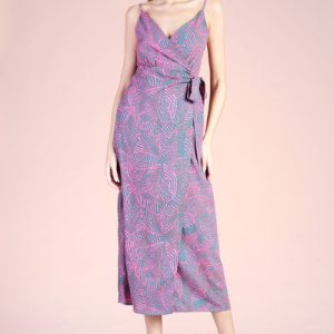 Mayan Leaf Cami Wrap Ankle Maxi Dress