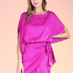 Boat Neck Wrap Mini Dress