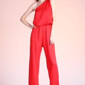 Sweet One Shoulder Tie Jumpsuit