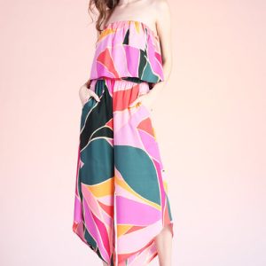 Metamorphosis Slanted Hem Strapless Jumpsuit