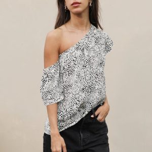 Honey Cheetah One Shoulder Ruffle Top