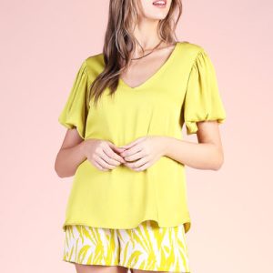 Washed Silk Bubble Sleeve Top