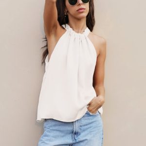 Hammered Satin Ruched Top