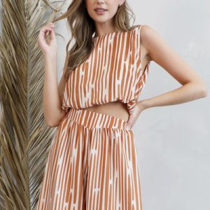 Adeline Stripe Bubble Crop Top