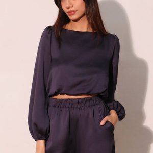 Boat Neck Bubble Hem Top